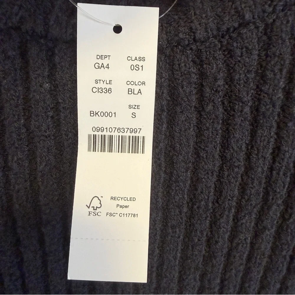 J Crew women’s Ribbed sweater-dress midi length shoulder pads black Size S NWT